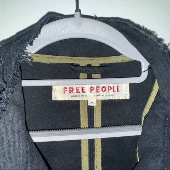 Free People Black Ella Sergeant Jacket Lace Up Sleeves - Picture 5 of 8